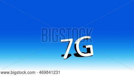 7g Icon Isolated On Blue Background. 3d Rendering. 7g New Wireless Internet Wifi Connection. 7g Inte