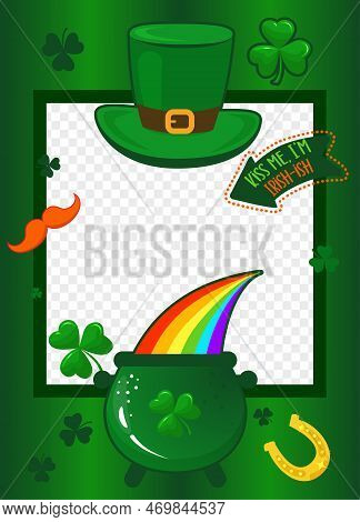 Happy Saint Patrick's Day Photo Frame. You Can Insert Your Picture. With Traditional Irish Symbols A