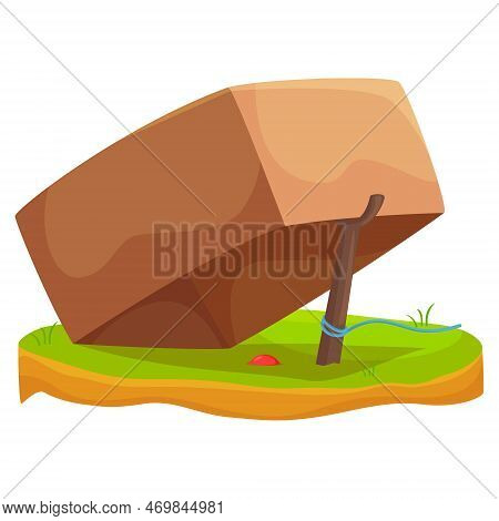 Trap Cardboard Box On Wooden Stick Warning Capture Danger Death Mechanism Isometric Vector