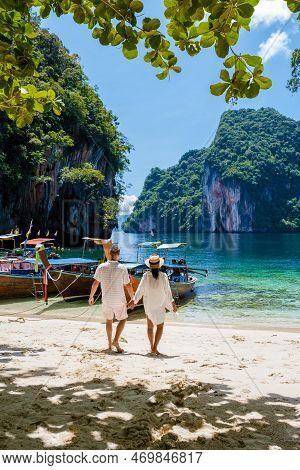Men And Women At The Tropical Lagoon Of Koh Loa Lading Krabi Thailand Part Of Koh Hong Islands