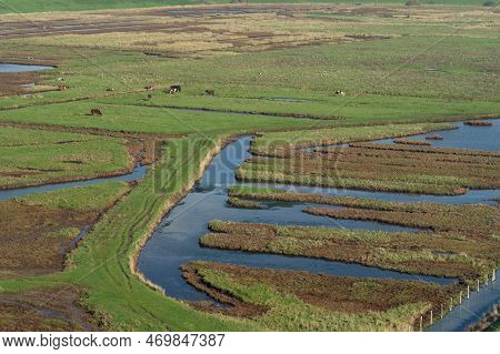 Overview From The Wetlands In Burgh-haamstede, From The Plompe Tower. Zeeland, The Netherlands.