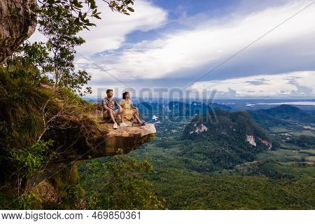 Couple At The Edge Of A Mountain, Dragon Crest Mountain Krabi Thailand