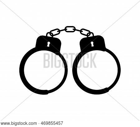 Handcuffs Or Hand Restraints. Handcuffs Icon. Police Shackle. Vector Stock Illustration.