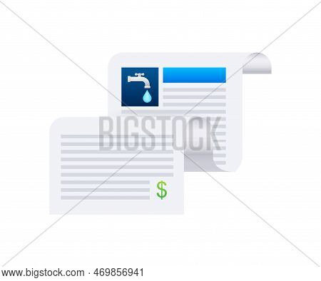 Water Utility Bill Icon. Vector Stock Illustration.