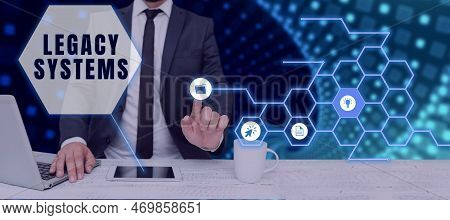 Handwriting Text Legacy Systems. Business Concept Old Method Technology Computer System Or Applicati