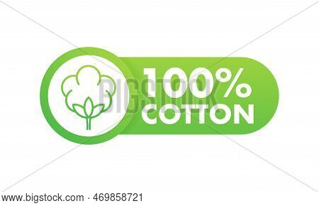 100 Cotton Label. Natural Fiber Sign. Vector Stock Illustration.