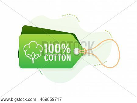 100 Cotton Label. Natural Fiber Sign. Vector Stock Illustration.