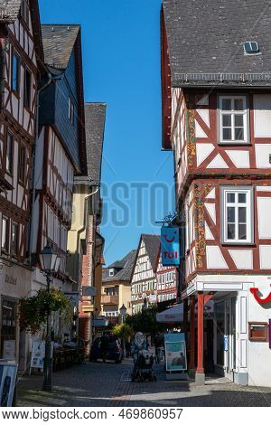 Dillenburg, Germany - September 27, 2018: Downtown Dillenburg At Day