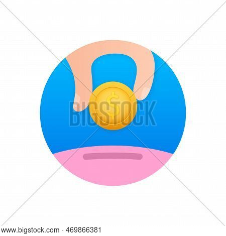 Making Money While Do Nothing. Money Staircase. Profit, Piggy Bank. Vector Stock Illustration.