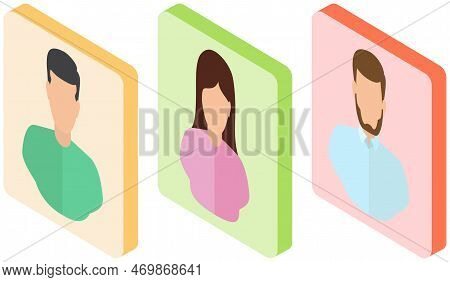 Virtual Network Symbol For Internet Users, Userpic. People Communicate Sharing Data, Photos, Links, 
