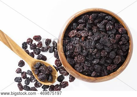 Healthy Food - Nuts Dehydrated Grapes; Photo White Background