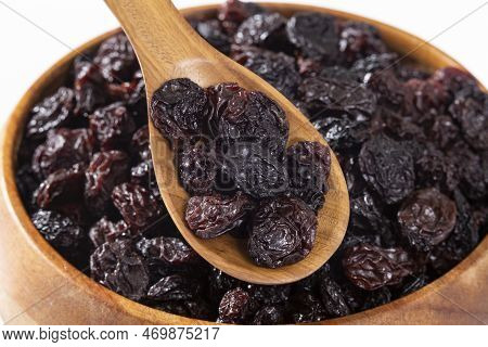 Healthy Food - Nuts Dehydrated Grapes; Photo White Background