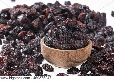Healthy Food - Nuts Dehydrated Grapes; Photo White Background