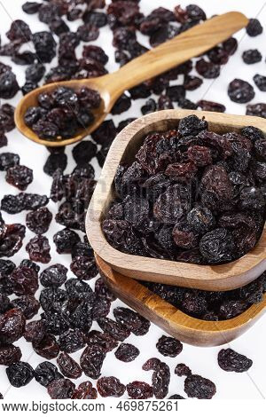 Healthy Food - Nuts Dehydrated Grapes; Photo White Background