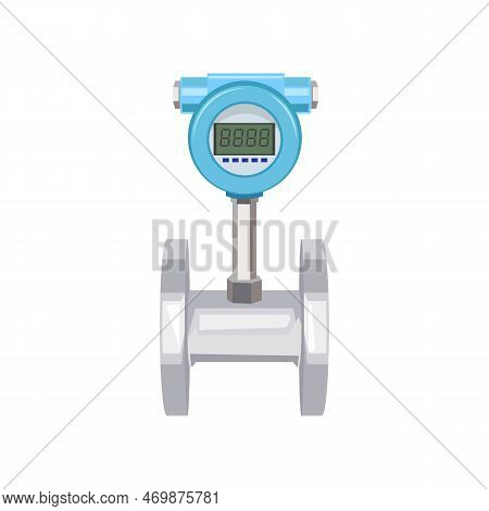 Digital Gas Flow Meter Vector Illustration. Cartoon Measuring Counter With Consumption Indicator Iso