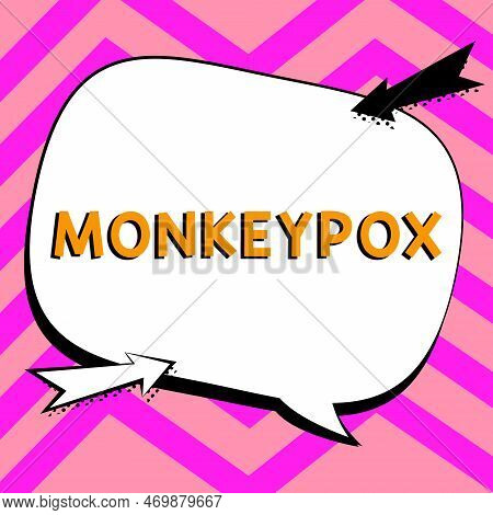 Conceptual Caption Monkeypox. Concept Meaning Poxvirus Of Africa Caused By Chiefly In Wild Rodents A
