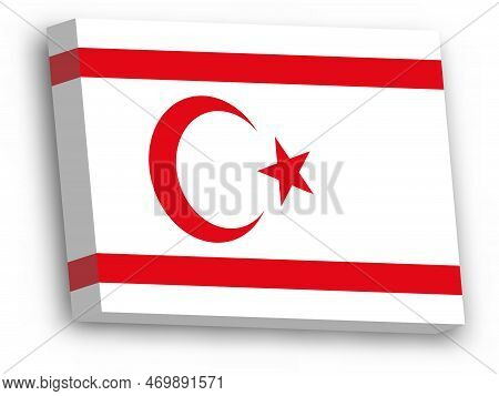 Northern Cyprus Flag - 3d Vector Rectangular Block With Dropped Shadow.