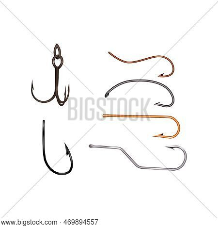 Realistic Colorful Jigs Of Different Shape Isolated On White Background Vector Illustration