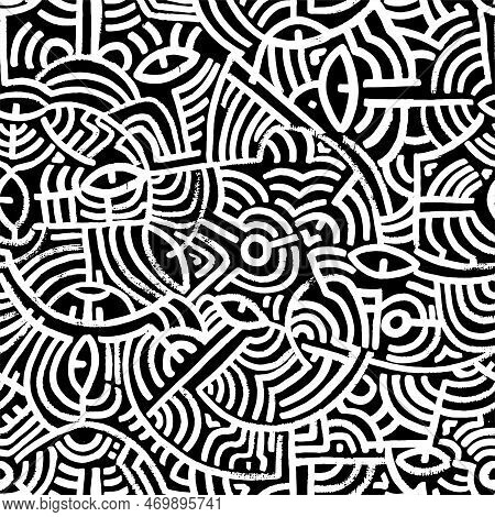 Noisy Seamless Pattern Hand Drawn With Dry Brush