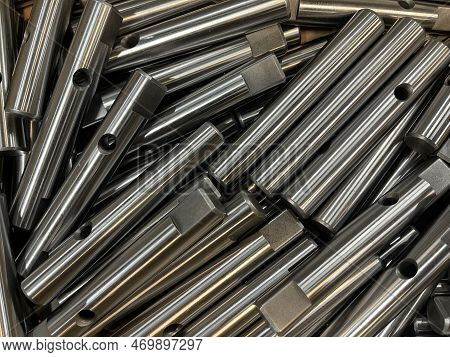Batch Of Machined Steel Shafts, Cnc Bar Turning Of Parts, Metalworking, Steel Shafts Manufacturing, 
