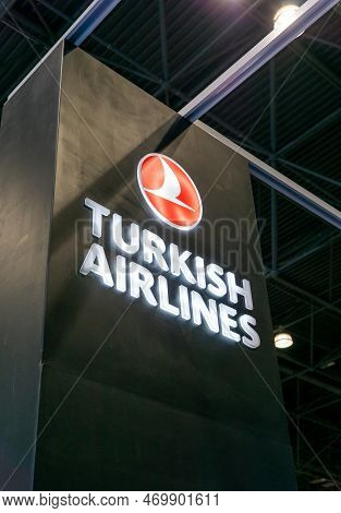 New York, Ny - Usa - Jan 28, 2023 View Of The Booth Signage For The Turkish Airlines Pavilion At The