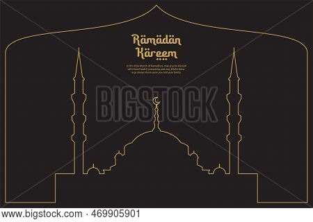 Ramadan Kareem, Holy Month Ramadan Celebration Vector Mosque Art Line Style Design For Flyer Poster 