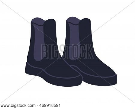 Chelsea Boots. Fashion Stylish Footwear. Winter Shoes In Modern Trendy Style. Unisex Ankle-high Leat
