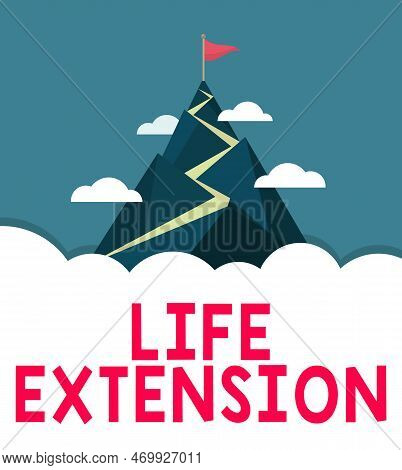 Handwriting Text Life Extension. Word Written On Able To Continue Working For Longer Than Others Of 