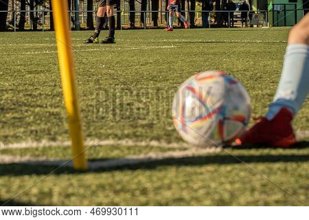 Stock Image Kid Game Football. Difocused Image