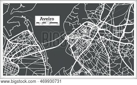 Aveiro Portugal City Map In Retro Style. Outline Map. Vector Illustration.
