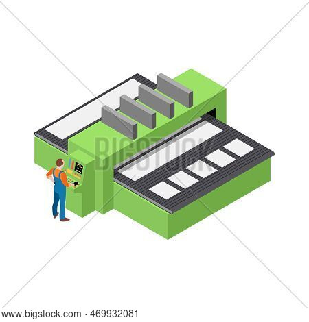 Paper Production Isometric Composition With Isolated Industry Icons On Blank Background Vector Illus