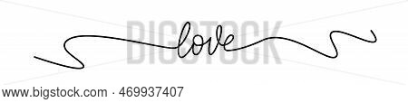 Love Word Continuous One Line Lettering. Modern Calligraphy Script Love Text. Vector Illustration. D