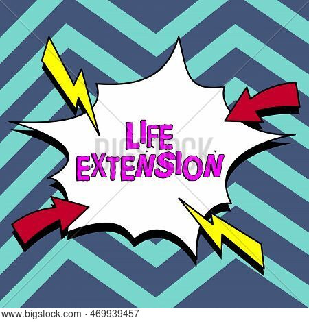Writing Displaying Text Life Extension. Business Approach Able To Continue Working For Longer Than O