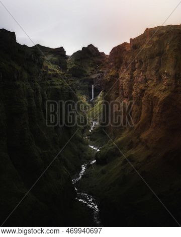 Grassy Canyons In The South Of Iceland