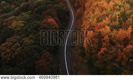 A Image Of Road Through An Autumn Scenic Route