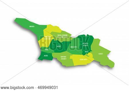 Georgia Political Map Of Administrative Divisions - Regions And Autonomous Republics Of Abkhasia And