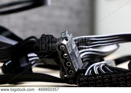 Closeup Of Molex Power Cable Isolated On Blurred Background