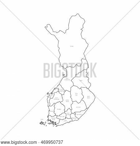 Finland Political Map Of Administrative Divisions - Regions And One Autonomous Region Of Aland. Thin