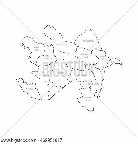 Azerbaijan Political Map Of Administrative Divisions - Districts, Cities And Autonomous Republic Of 