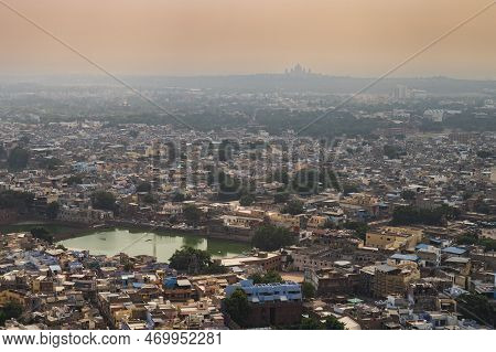 Beautiful Top View Of Jodhpur City From Mehrangarh Fort, Rajasthan, India. Jodhpur Is Called Blue Ci