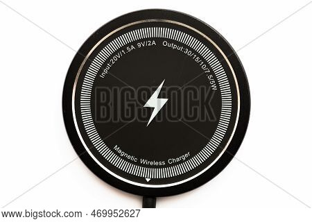 Magnetic Wireless Charger On White Background