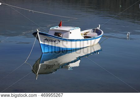 Milas, Mugla, Turkey : 24 January 2023 In The Kazıklı Village Of Milas District, The Boats Of The Lo