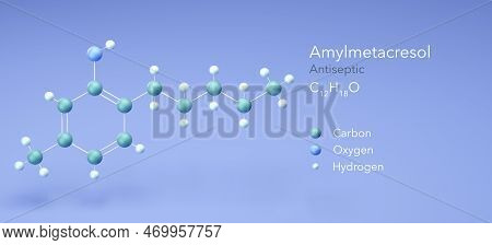 Amylmetacresol Molecule, Molecular Structures, Antiseptic, 3d Model, Structural Chemical Formula And