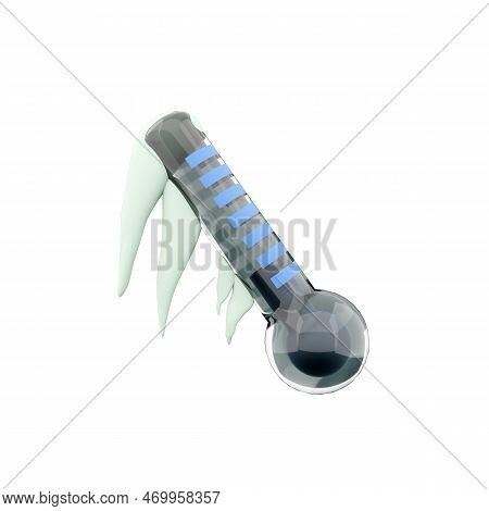 3d Rendering Low Degree Thermometer Covered With Snow Icon. 3d Render Cold Weather Meteorology Therm