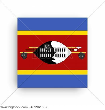 Eswatini Flag - Flat Vector Square With Sharp Corners And Dropped Shadow.