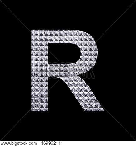 Alphabet Letter R - Textured Shiny Silver Paper