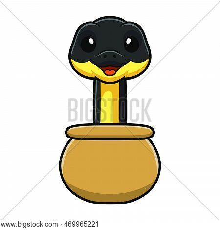 Vector Illustration Of Cute Yellow Bellied Sea Snake Cartoon Inside Bag
