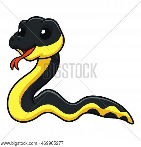 Vector Illustration Of Cute Yellow Bellied Sea Snake Cartoon