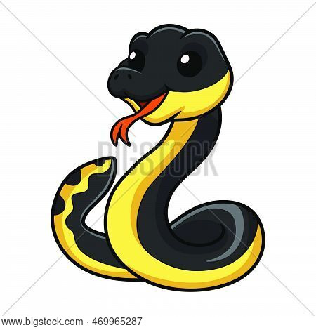 Vector Illustration Of Cute Yellow Bellied Sea Snake Cartoon