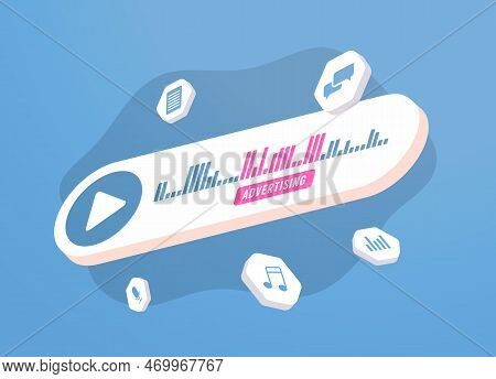 Monetize Audio Content With Audio Advertising Concept Illustration. Selling And Insertion Of Program